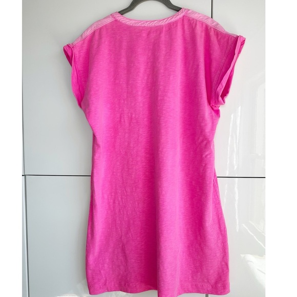 Vineyard Vines Hot Pink T Shirt Dress Tassel Tie Neck Size Large Fuchsia - Picture 4 of 4